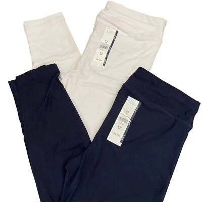 Legging Jersey XS Time & Tru Alto Elástico Capri Azul Marino Blanco NUEVO CON ETIQUETAS PAQUETE DE 2 Foto 1 de 4