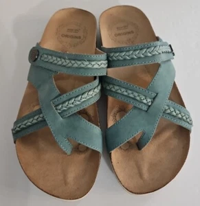Earth Origins Braided Leather Toe Sandals Size 7M Jacet Agate Green - Picture 1 of 4