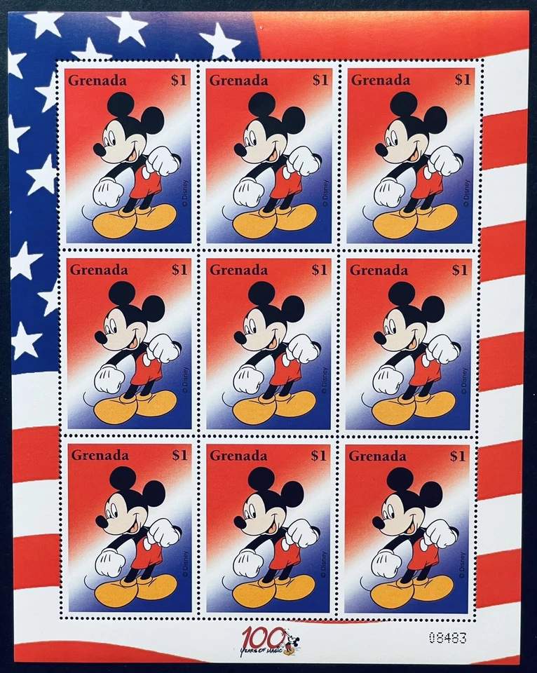 HOJA DE ESTAMPILLAS DE GRANADA MICKEY MOUSE DISNEY 9V 2002 MNH PERSONAJE DE DIBUJOS ANIMADOS ANIMADOS Foto 1 de 1