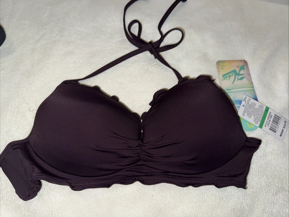 Hobie 女式钢圈吊带比基尼泳装上衣,尺寸 L,全新带标签 — 第 1/3 张图片