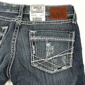 Vaqueros de mezclilla para mujer Madison Flare Capri con hebilla de altura baja destruida 24 S 24x16 - Imagen 1 de 9