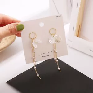Elegant Flower Dangle Drop Earrings for Women,Long Tassel Pearl Earrings,Gifts - Picture 1 of 5
