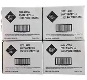 4 Case 1000 Safety Zone 100% Polyethylen Handschuhe LARGE GDPE-LG Neu 4000 Handschuhe - Bild 1 von 4