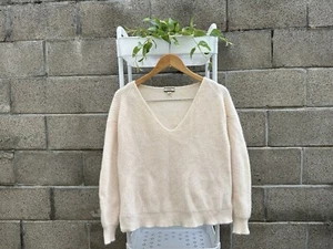 J.Crew gerippter Kaschmir Oversize V-Ausschnitt Pullover in meliertem Musselin S - Bild 1 von 9
