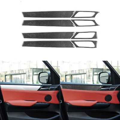 Cubierta de panel de puerta interior de fibra de carbono roja 8 piezas para BMW X3 F25 X4 F26 11-17 Foto 1 de 4