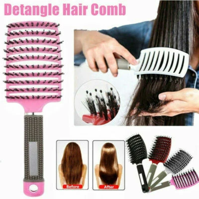 Curved Magical Brush Detangler Detangling Brush Boar Bristle Hair Brush - Image 1 of 4