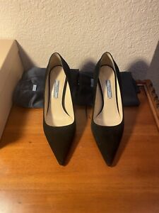Prada Pointed Toe pump Suede Black in Nero Women's Shoes Size 38 (US 7.5) Italy