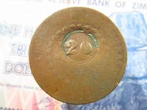 Brazil 10 Reis 1823-1830 Countermarked 20 Reis KM# 423 World Money Coin bh7k - Picture 1 of 2