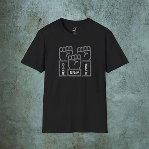 Deny Defend Depose tshirt, Revolution Fist, Bold Mangione Tee, Political Top - Picture 1 of 22