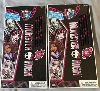 Valentines Day Cards 2 Boxes Monster High with Pencils New SEALED Vintage - Image 1 of 4