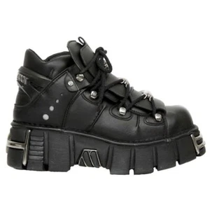 Nuove scarpe Rock Tower stivali biker gotici in pelle nera metallizzata UK2024 - Foto 1 di 6