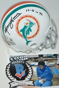 MERCURY MORRIS SIGNED CUSTOM FACE MASK MINI HELMET MIAMI DOLPHINS 17-0 BECKETT - Picture 1 of 9