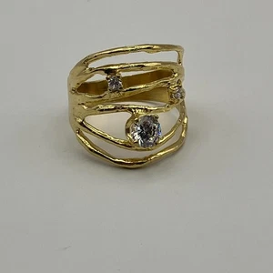 14K Gold Over Sterling Silver CZ Wire Wrap Ring Gold Women Gift For Her Size 11 - Picture 1 of 10
