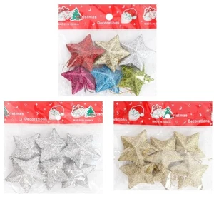 24PCS Plastic Gold Glitter Star 5CM Christmas Decorations New Party DIY Gift - Picture 1 of 14