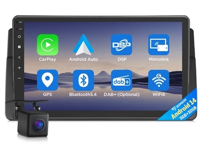 Apple CarPlay For BMW E46 Android Auto 14 Car Stereo GPS SAT NAV Radio Head Unit - Image 1 of 4