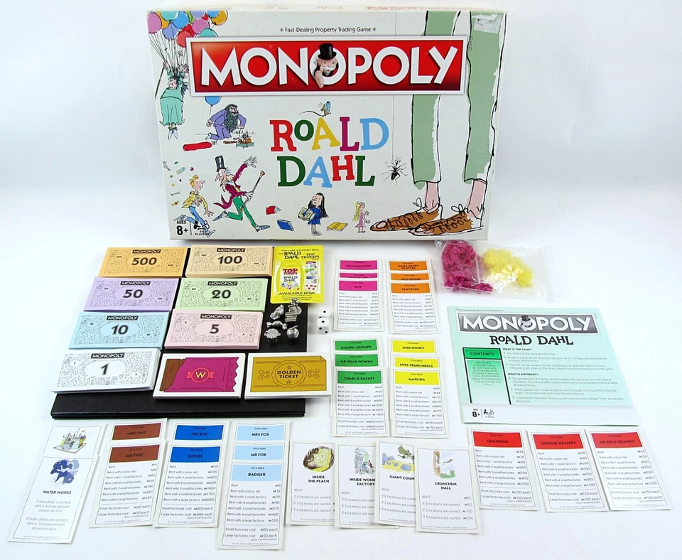 Roald Dahl Monopoly Family Board Game Hasbro Winning Moves 2018 100% Complete - Image 1 of 4