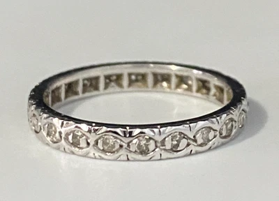 1940's Palladium & 0.35CT Diamond Full Eternity Band Ring Size N  -  6 3/4 - Image 1 of 4