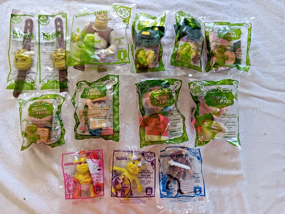 McDonald's 2007 SHREK THE THIRD Juguetes y Juguetes de Fiesta - Lote de 13 - NUEVO Foto 1 de 4