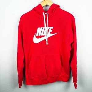Nike Adult L Sportswear Club Fleece Graphic Hoodie Pullover Sweatshirt Red - Picture 1 of 3