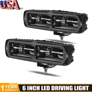 2PC 6in LED Work Light Bar Driving White Spot Flood Fog Offroad SUV ATV Truck US - Picture 1 of 10