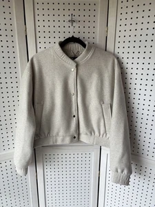 Zara Damen XL Cropped Bomberjacke Creme Elfenbein Neu mit Etikett Chic Oberbekleidung Varsity - Bild 1 von 7