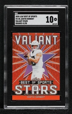 2020 Leaf Best of Sports Orange /50 Justin Herbert #VS-05 SGC 10 GEM Rookie RC - Image 1 of 2