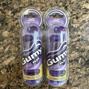 2 JVC Violet Gumy Plus Earphones w/ Remote & In-line Microphone Noise Isolation - Picture 1 of 2