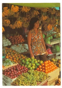 Penang Malaysia Southeast Asia Tropical Fruit Stand Postcard - Picture 1 of 2