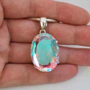 Lovely Fire Topaz Gemstone 925 Sterling Silver Handmade Pendant ER-37 - Picture 1 of 8