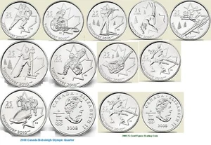 Complete Set of Twelve 2010 Vancouver Winter Olympic Quarters. Twenty-Five Cents - Picture 1 of 11