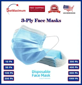 Gesichtsmaske 3-lagig Einweg Ohrschlaufe Mundbedeckung nicht medizinisch Multipack Posten - Bild 1 von 12