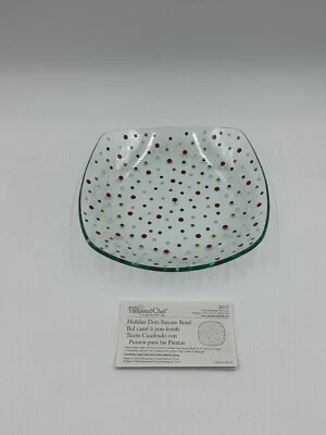 Pampered Chef Holiday Dots Square Bowl 3010 Clear Polka Dot Serving Piece - Image 1 of 4