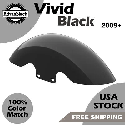 Guardabarros delantero corto Vivid Black Holeshot Performance 19" para Harley Davidson 09+ Foto 1 de 4