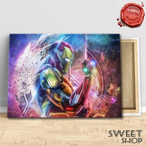 IRON MAN RIPRODUZIONE Stampa su Tela ALTA' QUALITA' QUADRO MODERNO ARTE MARVEL - Imagen 1 de 2