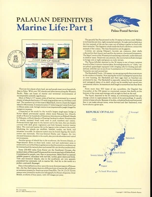 Postal History Palau #9//21 FDC Leaflet Marine Life Coral Turtle 1983 Koror - Image 1 of 2