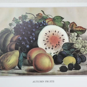 Currier & Ives De Colección Impresión Otoño Frutas Vacaciones Otoño Alimentos Cosecha Lith Arte Decoración - Imagen 1 de 6