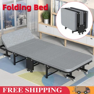 Folding Single Sofa Bed with Mattress Adjustable Backrest Portable Sleeper Wheel - Picture 1 of 11