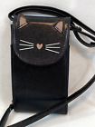 Adorable Kitty Crossbody Wallet Purse Adjustable Strap Color: Black/Pink