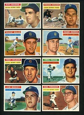 Detroit Tigers LOT of 18 1956 Topps cards Ray Boone Trucks Kuenn Garver Lary - Image 1 of 3