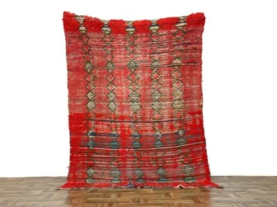 Red Nursery Custom Tribal Rug,Solid Moroccan Premium Unique Runner,Handmad 4x7ft - Image 1 of 4