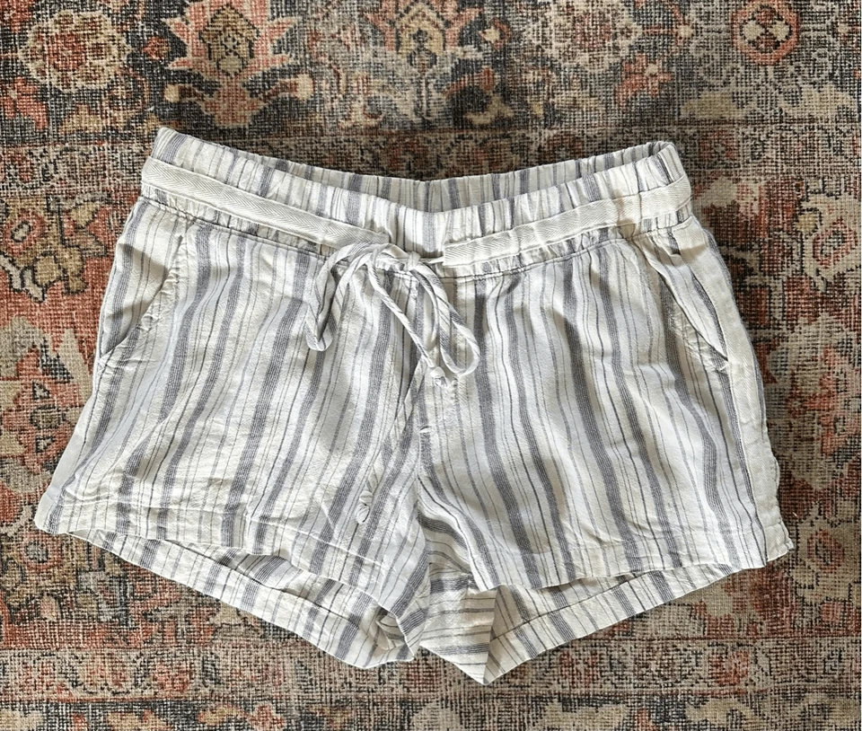Bella Dahl Linen Blend Stripe Drawstring Shorts - Image 1 of 4