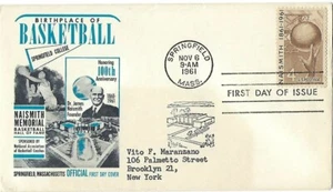'61 FDC Naismith Basketball SC#1189 1st cachet National Assoc. Basketball Coachs - Picture 1 of 2