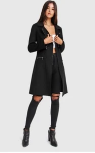 Belle & Bloom Women's Last Chance Wool Blend Moto Coat Black Zip M NWT New - Picture 1 of 8