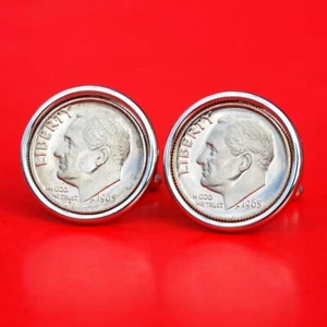 US Year 1965 ~ 2020 Roosevelt Dime 10 Cents Coin Cufflinks NEW - Picture 1 of 117