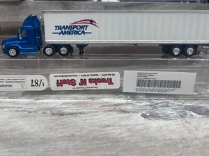 Tonkin FREIGHTLINER  CASCADIA daycab 'Transport America' -w/ 53’ dryvan -1:87 HO - Picture 1 of 6