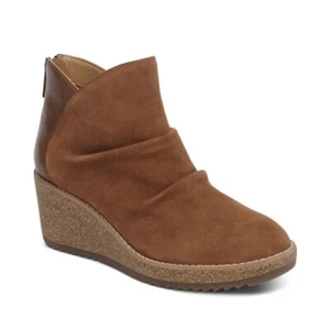 Aetrex Kara Ankle Wedge Boot Cognac Size 8 - Picture 1 of 12