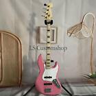 Customized Pink Electric Jazz Bass Guitar Maple Fretboard SS Pickup Solid Body