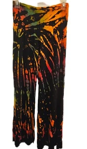 TIE DYE Black Multi Palazzo HW Stretchy Rayon Pant *6 Colors Avail.*OS NEW - Picture 1 of 6