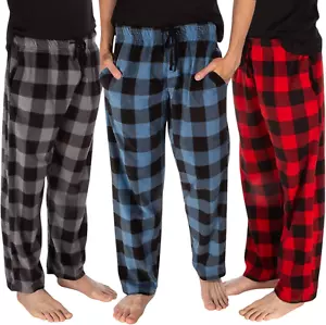 1Pack or 3Pack Mens PJ Pajama Pants Bottoms Fleece Lounge Pants Sleepwear Plaid - Picture 1 of 12