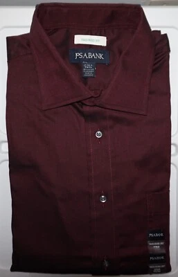 Jos A Bank Dress Shirt 17 - 34/35 Tailored Fit Stretch Dark Burgundy NWT (CA) - Image 1 of 4